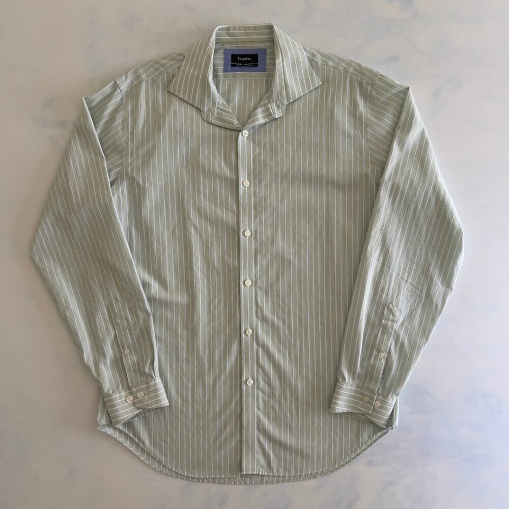 Esquire Slim Fit Non Iron Green Striped Long Sleeve Button Down Shirt